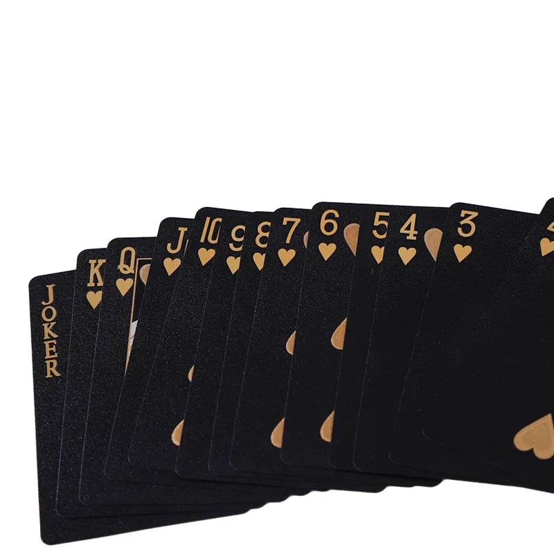 Baralho à Prova D'Água Preto e Dourado - Jogo de Cartas Premium