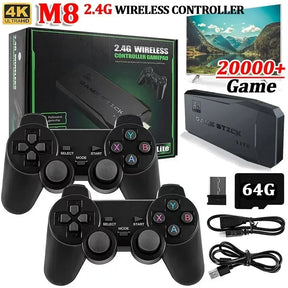 Controle Sem Fio Dual M8 2.4G - Console Retro 4K com 10000 Jogos - 64GB