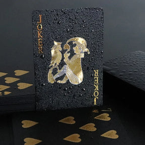 Baralho à Prova D'Água Preto e Dourado - Jogo de Cartas Premium